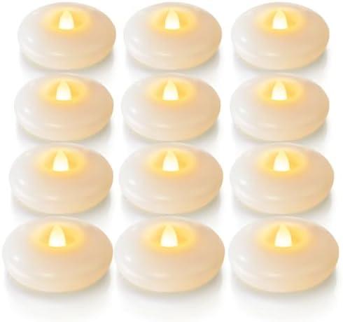 Homemory 12 Pack 3 Flameless Led Floating Candles, 200 Hour White Battery Operate Waterproof Tealights for Cylinder Vases, Centerpieces at Wedding Decor, Party, Pool : Home & Kitchen
