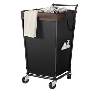 COOLCAA 44 Gal (170L) Laundry Hamper with Wheels, Large Capacity Laundry Basket with Wheels and Handle, Fabric Rolling Dirty Clothes Hamper for Bathroom Dorm Closet Home Hotel, Black