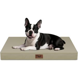 Outdoor Orthopedic Dog Bed for Medium Dogs & Cats, Waterproof Flat Pet Mat with Egg Crate Foam & Washable Removable Oxford Cover, 30x20 Inch, Khaki