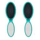 Wet Brush Pop Go Detangler, Blue Teal - Foldable, On-The-Go Design, Travel Brush, Ultrasoft IntelliFlex Bristles, Detangling Hairbrush, Built-In Mirror Handle, Wet & Dry, All Hair Types (Pack of 2)