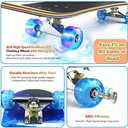 Skateboards with Colorful Flashing Wheels for Beginners,Kids,Teens,Adults, Complete Standard Skate Boards 7 Layer Maple Deck Concave Skateboard