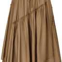 Scarlet Darkness Long Skirts for Women Renaissance Costume Pirate Maxi Skirt Plus Size with Pockets (Medium, Khaki)