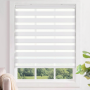 LazBlinds No Tools No Drill Cordless Zebra Blinds 30x72, White