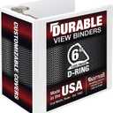 Samsill Durable 6 inch 3 Ring Binder, Locking D Ring 100% Recycled Chipboard, White