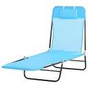 Outsunny Folding Chaise Lounge Chair, Pool Sun Tanning Chair, Outdoor Lounge Chair with Reclining Back, Breathable Mesh Seat, Headrest for Beach, Yard, Patio, Blue
