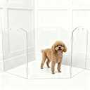 Clear Acrylic Freestanding Dog Gates for The House – Folding 3-Panels Pet Gates for Doorways,Indoor Stairs,and Hallways,No Assembly Transparent Barrier for Dogs,Puppies,and Cats