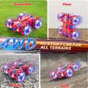 Punieayi Spider Remote Control Car, 2.4Ghz RC Cars with Headlight Double Sided Off-Road 360 Rotating Rechargeable 4WD RC Stunt Car Indoor Outdoor Spider Toys for Boys 4-6 5-7 8-13