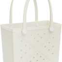 AQUARM Beach Bag Rubber Tote, Waterproof and Durable Open Hand Bag for Swim Pool Beach Travel (Large, White)