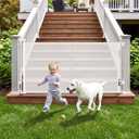 Weatherproof Outdoor Retractable Baby Gate with Rust-Proof Stainless Steel Hardware& Waterproof Mesh, 60" Wide Retractable Dog Gate with Support Rods to Prevent Crawling Through, Mesh Dog Gate Outdoor