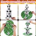 Cupcake Topper Soccer Ball - 3 Tier Football Stand, Soccer Field Decor for Teen Sports Birthday Party Supplies