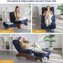 MAXYOYO Accent Chair with Ottoman Adjustable Backrest, Tufted Living Room Chair Upholstered Lounge Chair with Footrest Set, Modern Chair Cozy Reclining Chair for Reading Room, Navy
