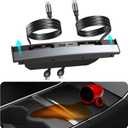 Upgrade Tesla USB Hub for Tesla Model 3&Y Waterproof - 4Ports Fast Chargr for Model Y/3 Accessories 2023 2022 2021 Retractable Docking Station, 2 Type-C Fast Charging Cables (Not Fit Model 3 2024)