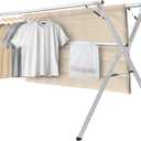Sarahipe Sillars Clothes Drying Rack, 79 inches Laundry Drying Rack Clothing Foldable & Collapsible Stainless Steel Heavy Duty Clothing Drying Rack with Windproof Hooks for Indoor Outdoor