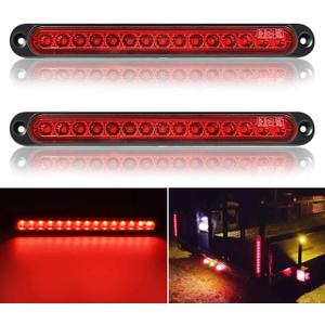 2 Pack 10" 15 LED Trailer Brake Tail Light Bar Stop Turn Tail Lights Assembly Identification Clearance Strip Red Light Waterproof for Truck RV UTV ATV Duty Marine Boats Trucks Pickups
