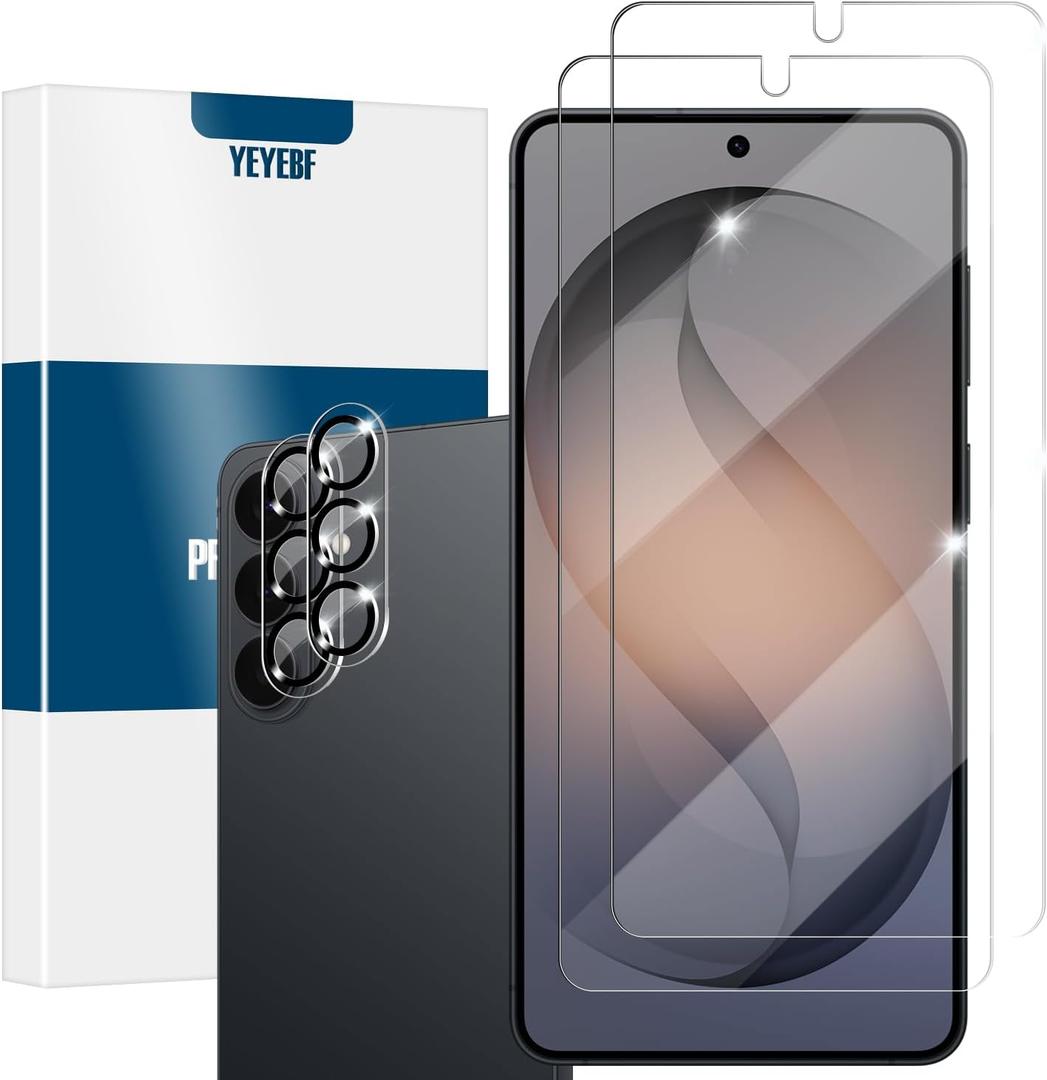 Galaxy S26 Plus Screen Protector + Camera Lens Protector, [2 +2 Pack] [Ultrasonic Fingerprint Unlock] Full Coverage Tempered Glass Screen Protector For Samsung Galaxy S26 Plus / S26+