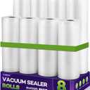CAREGY Food Vacuum Sealer Rolls Bags 8 Pack 4 Rolls 8'' x 20' and 4 Rolls 11''x 20' Commercial Grade BPA Free Bag Rolls Embossed Food Saver Bags for Meal Prep,Sous Vide Cooking and Food Storage