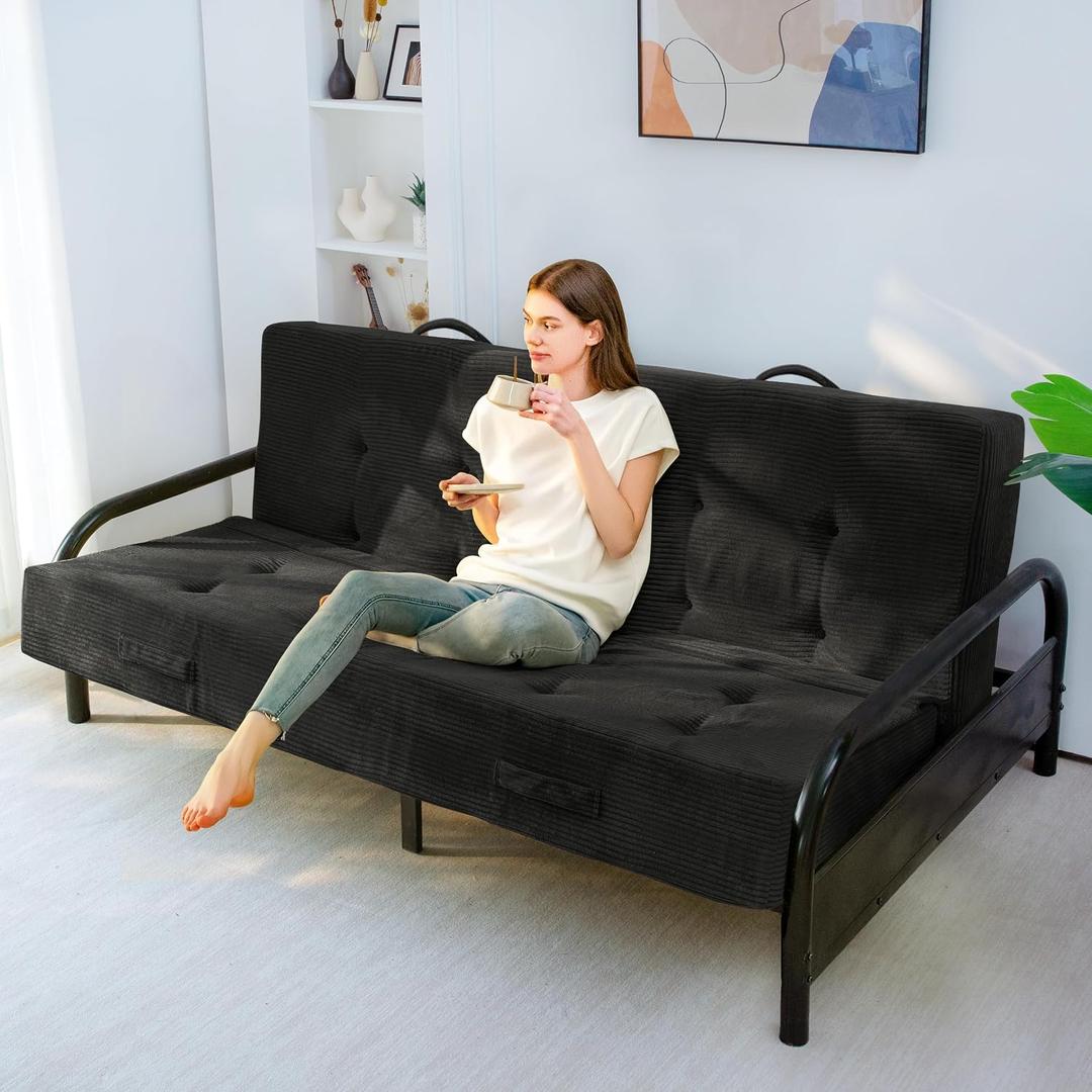 MAXYOYO Foldable Mattress, 8-Inch Tufted Futon Mattress with Handles, Full