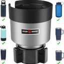 Seven Sparta Car Cup Holder Expander with Adjustable Base, Compatible with Hydro Flasks 32/40 Ounce, Compatible with Yeti Ramblers 20/26/30 Ounce, Other Bottles in 3.4"-3.8"(Silver Gray) (Medium*1)