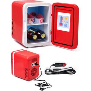 2LB Depot - Portable Car Mini Fridge - 1 Gallon Capacity - Hot and Cold Refrigerator Adjustable 20F to 65F - Ideal for Drinks and Food Storage - Red - Compact and Versatile Design
