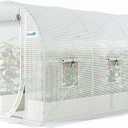 Quictent 10x7x7 FT Essential Greenhouse for Outdoors, Portable Walk-in Tunnel Hoop House with 6 Screen Windows & Zipper Door, Heavy Duty Frame for Garden Plant Vegetable, White