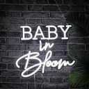Baby in Bloom Neon Sign for Baby Shower Decorations,14.4''X12.5'' White Dimmable LED Neon Lights Sign,USB Powered Light Sign for Girl Boy Babys Room Wall Decor Birthday Party Backdrop