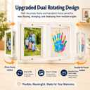 Family Handprint Frame Kit,White Dual Rotating Photo & Handprint Display, DIY Keepsake Craft with Wooden Frame, Non-Toxic Paints, Baby Hand & Footprint Kit, Gift for Grandparents & New Parents, Dual Spin - Handprint & photo