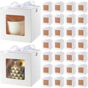Yeaqee 24 Pcs Mug Boxes for Gifts Coffee Mugs Boxes with Window Coffee Sublimation Packaging for 11oz 12oz 15oz Transparent Cups Wrapping Blink Baby Shower Wedding Party Favor