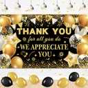 We Appreciate You Thank You Decorations Black & Gold Thank You Banner Backdrop Employee & Staff Appreciation Gifts for Pastor, Teacher, Doctor & Retirement Party Decor