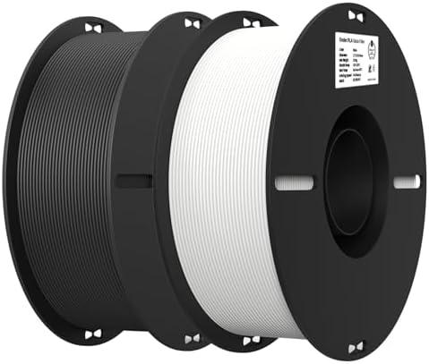 Creality 2kg Black & White PLA 1.75mm Filament Bundle for 3D Printing with No-Tangling Strong Bonding and Overhang Performance, Accuracy +/- 0.02mm