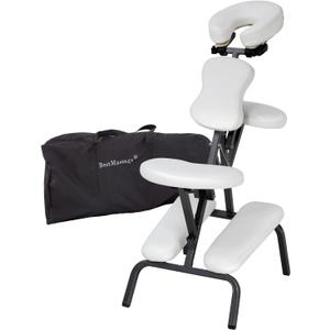 BestMassage Portable Massage Chair for Tattoo and Spa Foldable Massage Therapy Chair with Adjustable Face Cradle High-Density Cushion Lightweight Design with Carrying Bag Ideal for Salon Use (White)