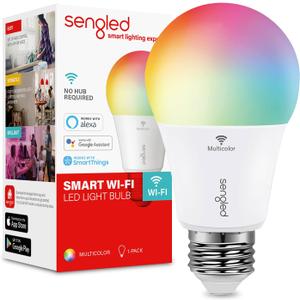 Sengled Smart Light Bulb, Color Changing Light Bulb, WiFi Light Bulbs No Hub Required, Smart Bulbs that Compatible with Alexa & Google Home, Smart LED A19 RGB Light Bulbs, 1 Pack