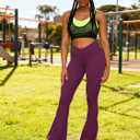Sunzel Mini Flare Leggings for Women V Crossover Mid Rise Workout Flared Yoga Pants with Tummy Control and Wide Leg (XL)
