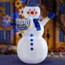 Huray Rayho 5ft Hanukkah Inflatable Snowman Outdoor Decorations Blow Up Snowman and Hanukkah Menorah with Built-in Lights for Yard Garden Lawn Holiday Party Indoor Decor