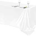 TURSTIN 1 Pack White Satin Tablecloth 102 x 58 Inch Overlay Satin Table Cover Rectangle Bright Silk Tablecloth Smooth Fabric Table Decoration for Wedding Banquet Party Events