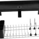 Cabilock Dish Drying Rack with Spout Space Saving Kitchen Counter Organizer for Utensils and Tableware Compact Bowl Draining Rack Efficient Dish Strainer with Innovative Drainage System for