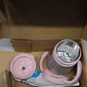 Stainless Steel Sippy Straw Cup for Toddlers 1-3 Years Old, Insulated Toddler Water Bottle Baby Training Tumbler with Handles, 8oz Kids Straw Cups for Travel, Daycare & At Home, Pink 