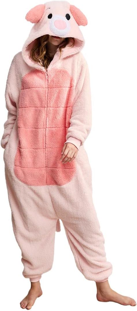 Unpifolov Pig Pajamas Unisex Animal Jumpsuit Adult Home Wear Sleepwear Cosplay Costumes (Pink, XL)