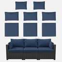 Kimunuk 8p Outdoor Cushion Slipcovers Outdoor Patio Cushions Covers Replacement Waterproof with Zipper for 3-Seat Outdoor Rattan Sofa Patio Furniture Cushion Covers Navy Blue, Covers Only