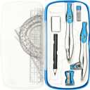 Geometry Set,10 Pcs Protractor and Compass Set, Math and Ruler Set for Students, Class Supplies, and School - Essential Compass Geometry Tools for Precision and Quality (Blue)