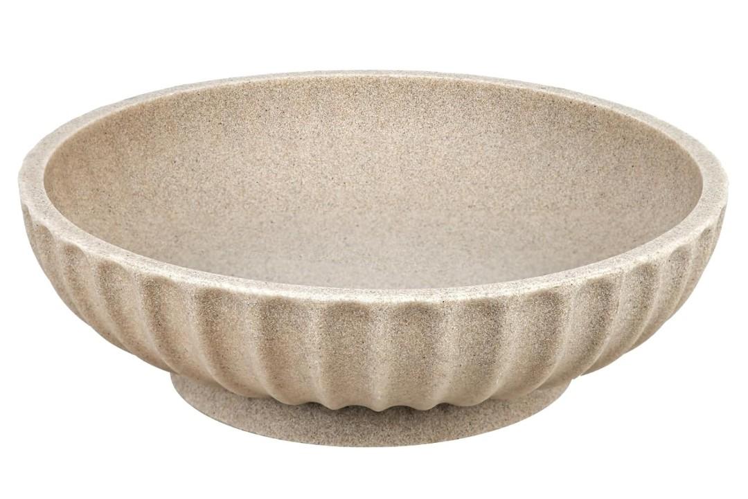 Large Decorative Bowl - Fruit Bowl for Kitchen Counter - Modern Decorative Bowl for Home Decor,Key Bowl for Entryway Table - Artificial Stone Beige