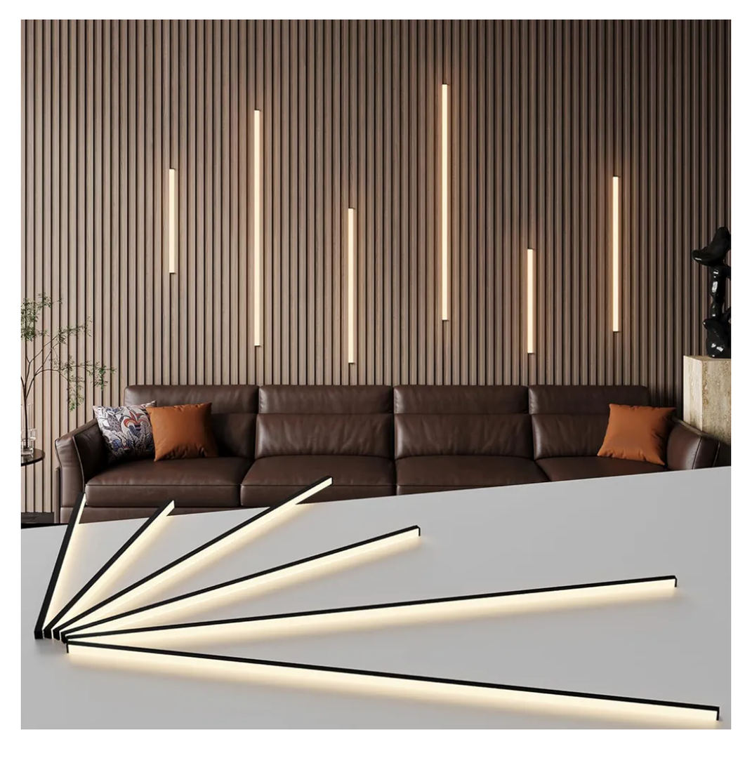 Slat Wall Lights - GloryAir 6pcs Black Adhesive Wall Panel Lights for Interior Wall Decor, Warm White 3000K Touchable Switch LED Lamp for Wood Slat Acoustic Panels, Headboard, Stairway, Home Decor