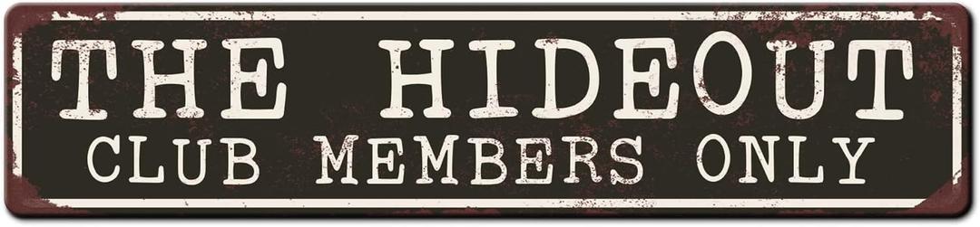 Metal Sign Hideout Fun Kids Tree House Sign - Kids Fortress Sign - Play Shed Sign - Kids Cave Sign - Fun Bunker Sign - Kids Clubhouse Sign Tin Sign with Saying 4x16 Inch