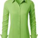 siliteelon Button Down Shirts for Women Long Sleeve Dress Shirts Wrinkle Free Collared Work Office Solid Blouses Tops