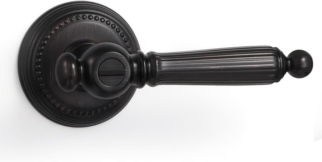 1 Pack Oil Rubbed Bronze Door Lever Privacy Antique Door Handle Door Lever Bedroom and Bathroom Zinc Alloy