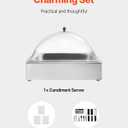 VEVOR Countertop Food Serving Display Container, 1 x 1 Pan Stainless Steel Food Serving Tray, Buffet Condiment Dispenser Display Rack with Clear Lid & 3 Ice Trays, for Restaurant Hotel Kitchen Party