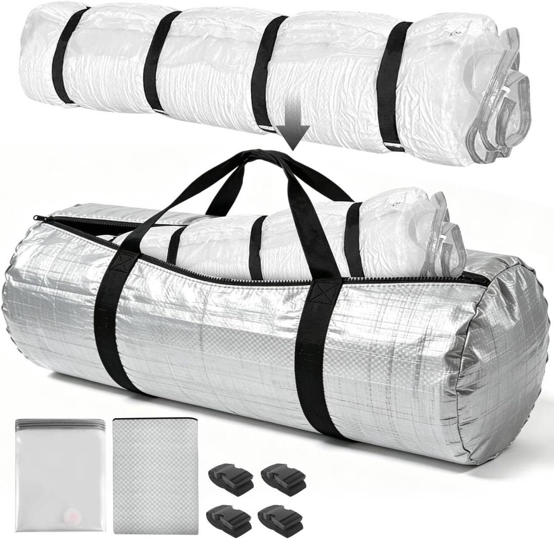 Mattress Vacuum Bag for Moving & Storage, Double Protection Mattress Moving System with Thickened Vacuum Bag, Protective Storage Bag & 4 Straps, Fits Memory Foam & Latex (King/California King)
