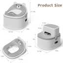 3-in-1 Potty Training Toilet, Portable Potty, Potty Training Seat and Toddler Step Stool, Easy Setup and Clean, Anti-Slip Toddler Potty Trainer for Boy Girl,Grey