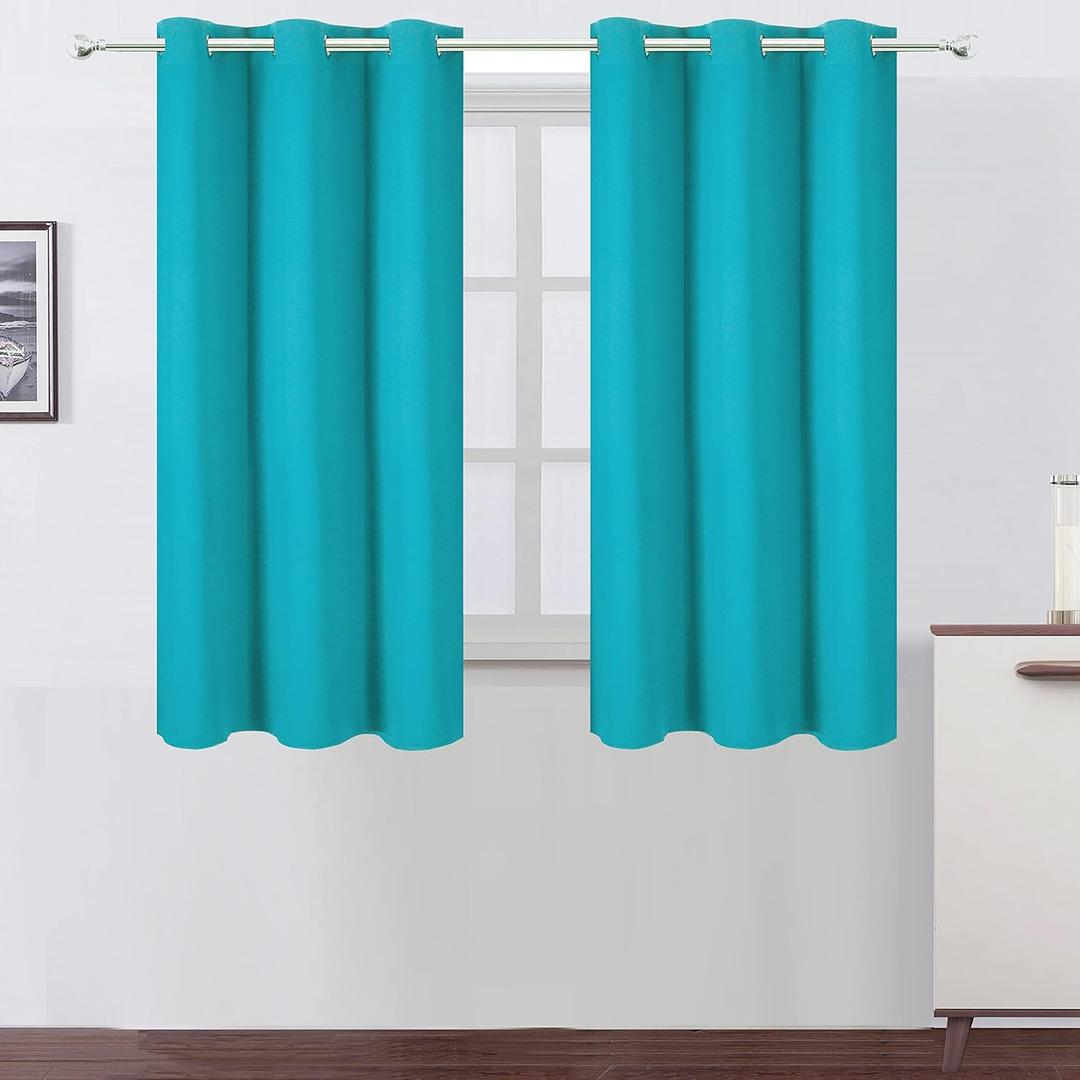 LEMOMO Teal Blackout Curtains 34 x 54 Inch Length/Set of 2 Curtain Panels/Thermal Insulated Room Darkening Blackout Curtains for Bedroom