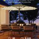 GarveeLife 10 ft Patio Umbrella with Solar Lights, 8 Ribs Outdoor Market Table Umbrella with 40 LED Lights & Tilt Crank for Pool, Deck, Backyard (Beige)