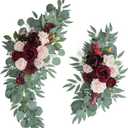 ponatia Wedding Arch Flowers (Pack of 2), Artificial Burgundy Wedding Flowers for Wedding Welcome Signs Decorations and Arch Flower for Wedding Ceremony Reception (Burgundy & Blush)